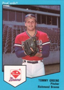 Tommy Greene 1989 minor league baseball card