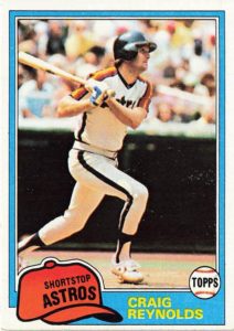 Craig Reynolds 1981 baseball card