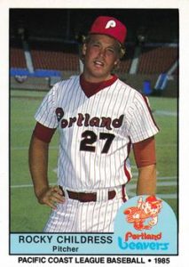 Rocky Childress 1985 baseball card