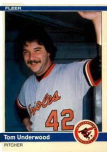 Tom Underwood 1984 Fleer Update Baseball Card