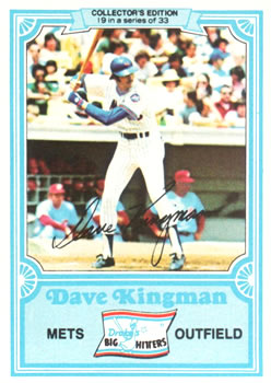 Dave Kingman autographed baseball card (Chicago Cubs) 1981