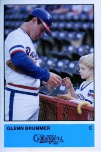 Glenn Brummer 1985 Rangers baseball card
