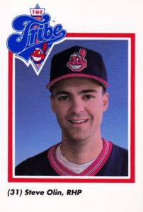Steve Olin Indians baseball card