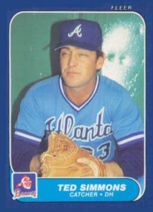 Ted SImmons 1986 Fleer Update Baseball Card