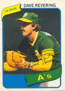 Dave Revering 1980 Topps Baseball Card