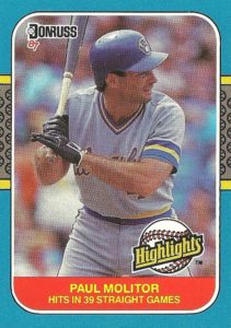 Paul Molitor 1987 Donruss baseball card