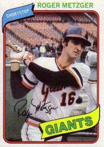 Roger Metzger 1980 Topps Baseball Card