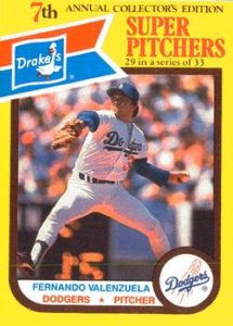 Fernando Valenzuela 1987 Drakes Baseball Card