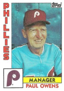 Paul Owens 1984 Topps Baseball Card