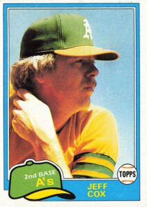 Jeff Cox 1981 Topps Baseball Card