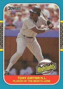 Tony Gwynn 1987 Donruss highlights baseball card